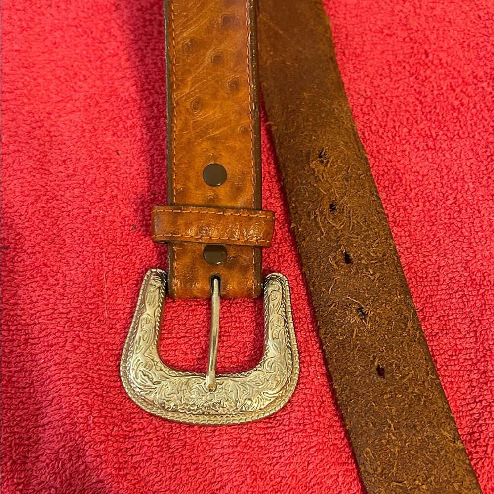 Brown Leather Belt with Silver Buckle